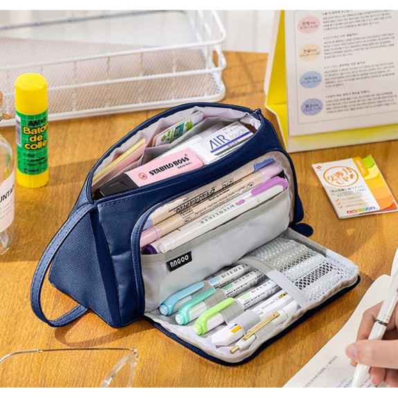 Bardzo Pojemny Granatowy Piórnik Szkolny