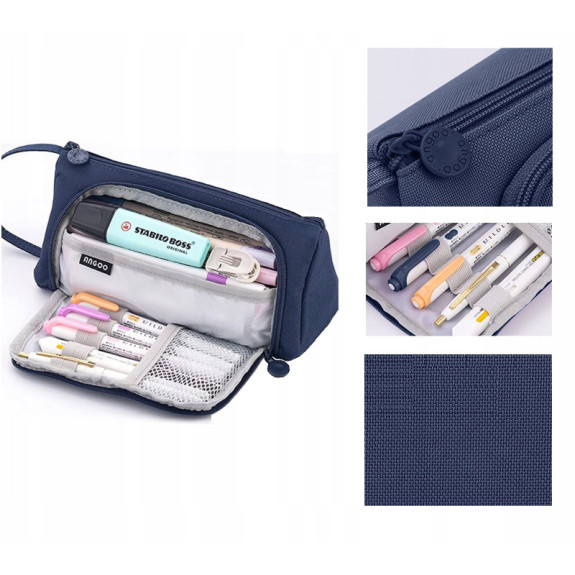 Bardzo Pojemny Granatowy Piórnik Szkolny