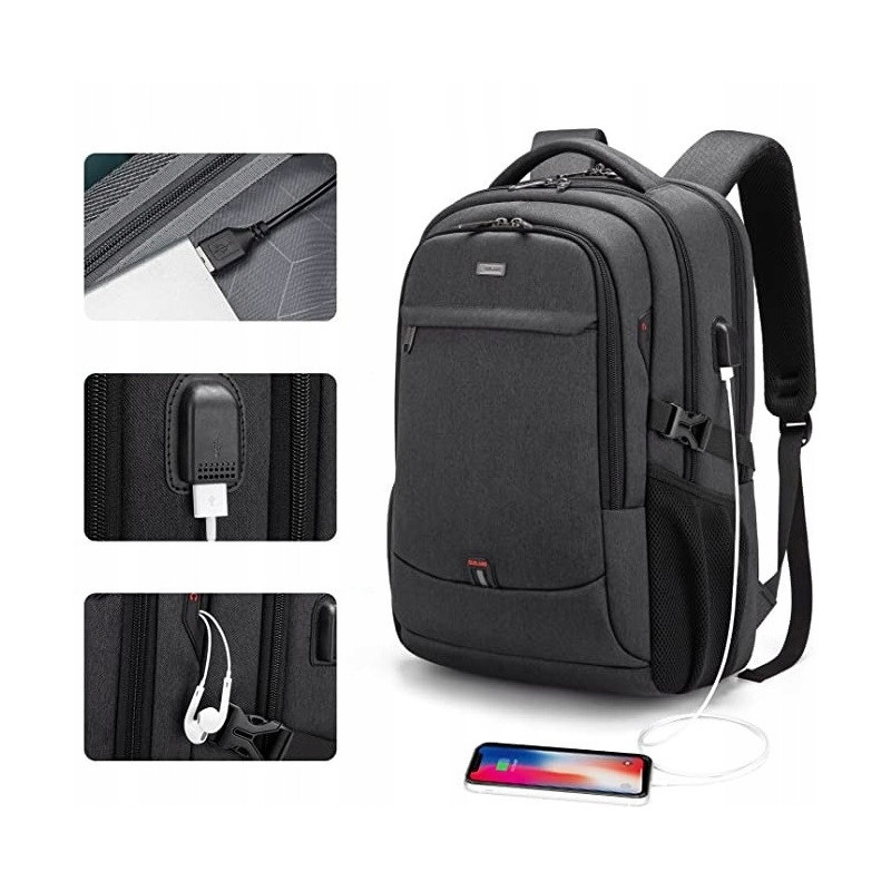 Miejski Plecak na Laptopa 17.3 Cali USB (I070)