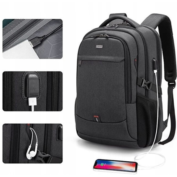 Miejski Plecak na Laptopa 17.3 Cali USB (I070)