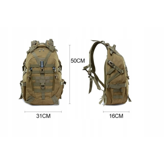 Plecak Wojskowy 25L Taktyczny Militarny Survival Khaki Plecak Wojskowy 25L Taktyczny Militarny Survival Khaki