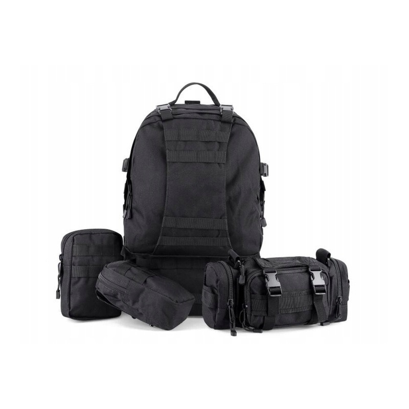 Duży Czarny Plecak 50L 4w1 Taktyczny Wojskowy