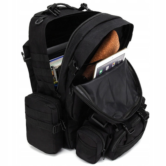 Duży Czarny Plecak 50L 4w1 Taktyczny Wojskowy