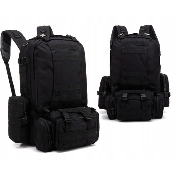 Duży Czarny Plecak 50L 4w1 Taktyczny Wojskowy
