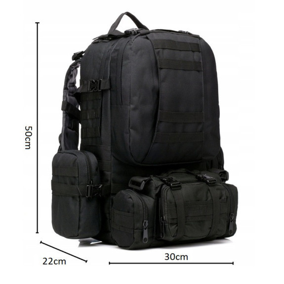 Duży Czarny Plecak 50L 4w1 Taktyczny Wojskowy