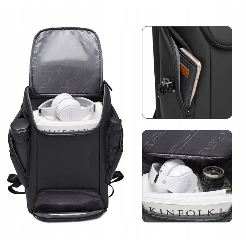 Plecak Na Laptopa 15.6 Cali USB C Wodoodporny Szary (I185)