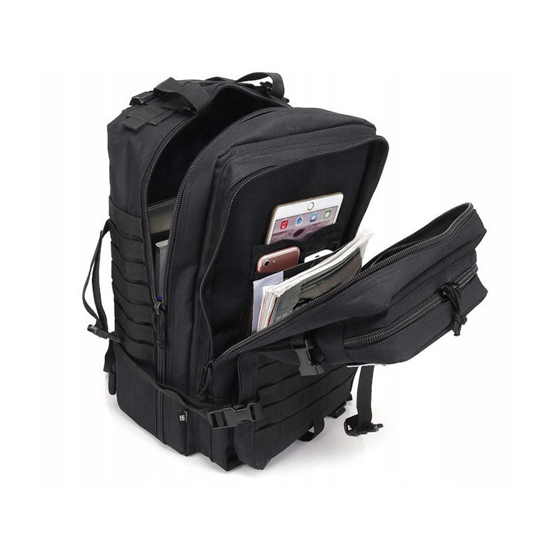 Militarny Czarny Plecak Wojskowy 45L Taktyczny Survival