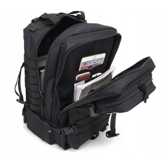 Militarny Czarny Plecak Wojskowy 45L Taktyczny Survival