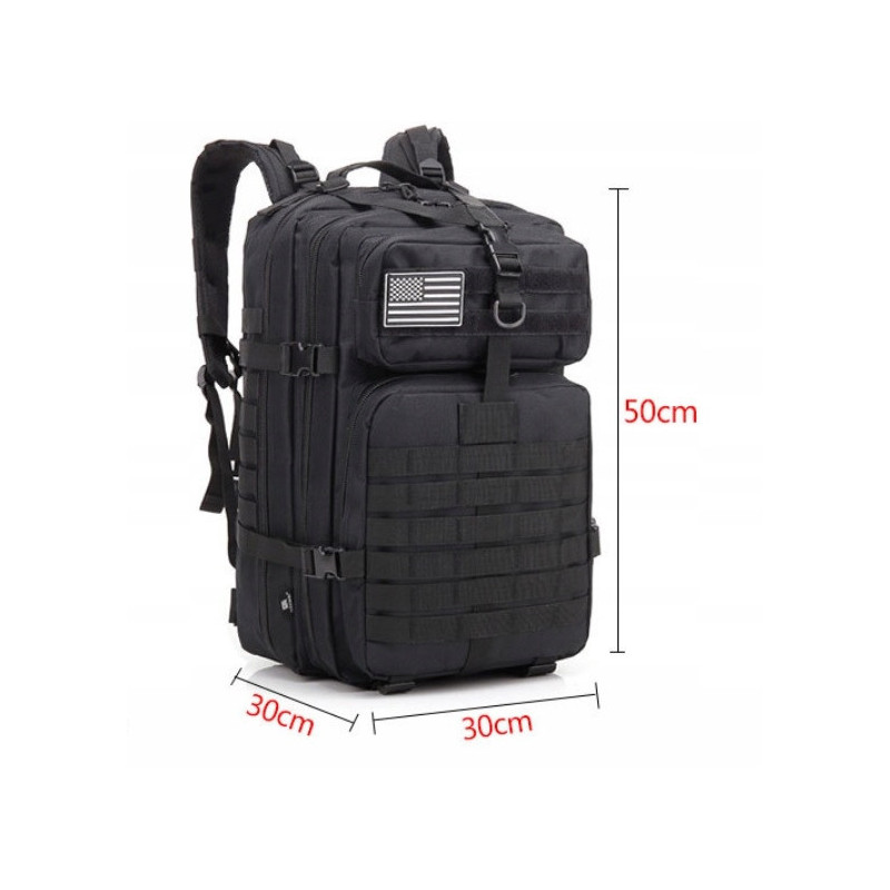 Militarny Czarny Plecak Wojskowy 45L Taktyczny Survival