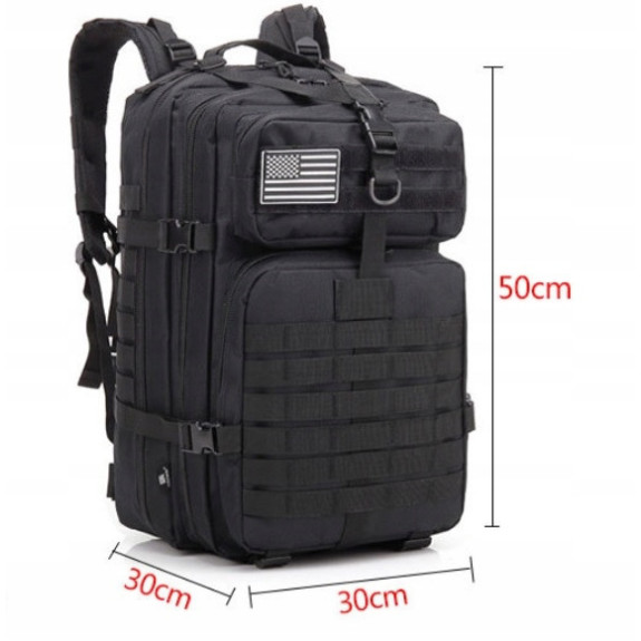 Militarny Czarny Plecak Wojskowy 45L Taktyczny Survival