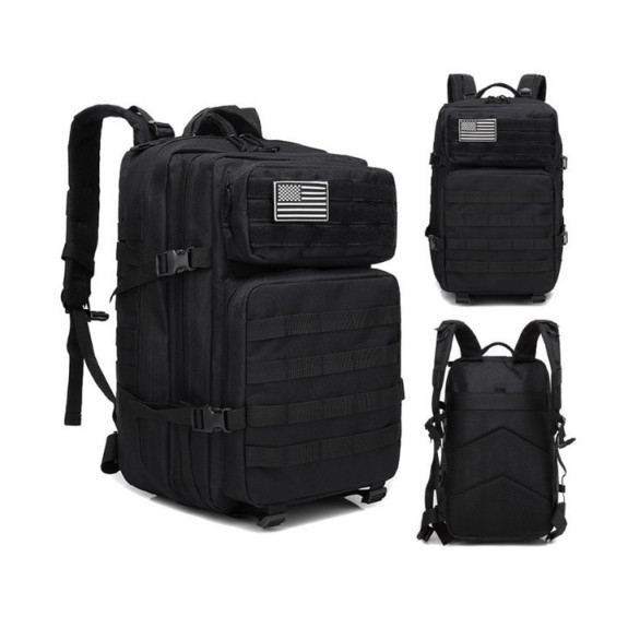 Militarny Czarny Plecak Wojskowy 45L Taktyczny Survival