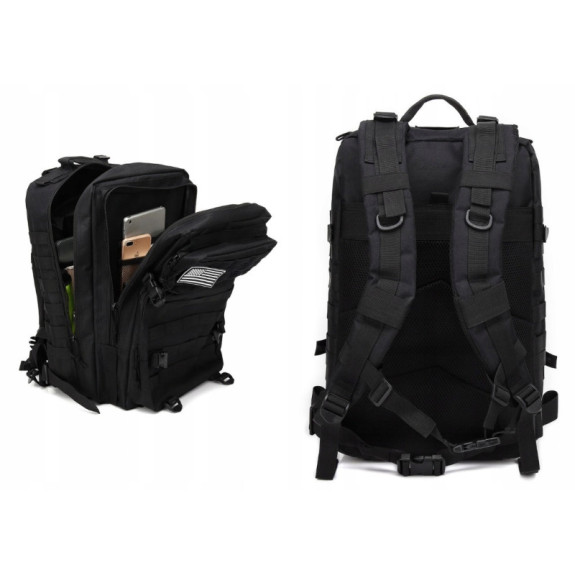 Militarny Czarny Plecak Wojskowy 45L Taktyczny Survival