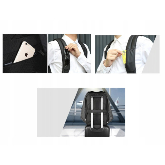 Antykradzieżowy Plecak na Laptopa 15,6'' USB Jack Wodoodporny