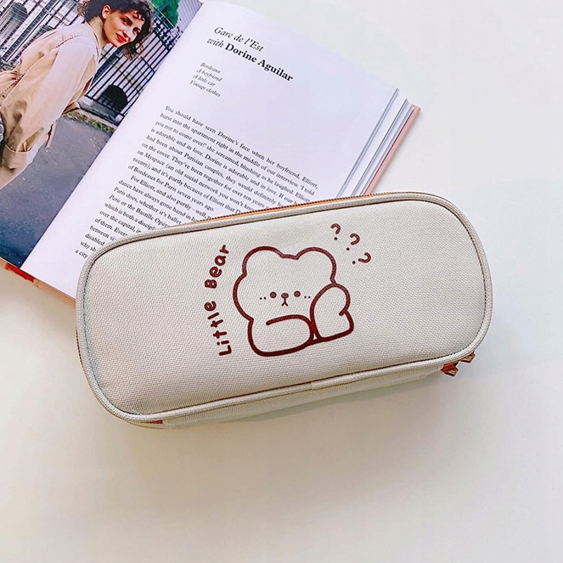 Piórnik Szkolny z Elastyczną Kieszonką z Misiem Model 4