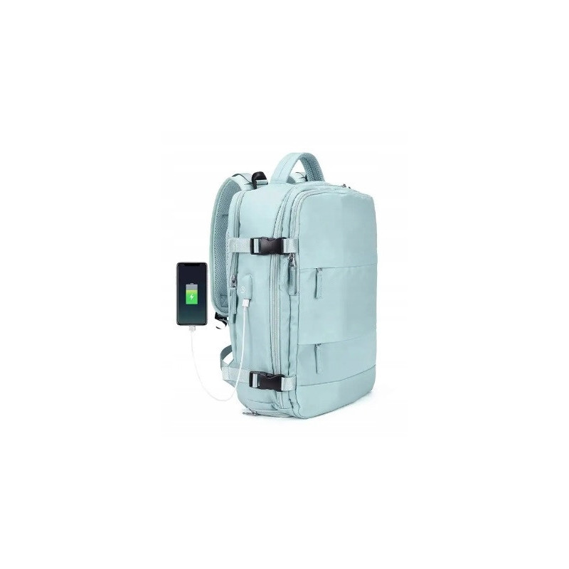 Miejski Plecak na Laptopa 15.6" Bagaż Podręczny z USB Turkusowy T102