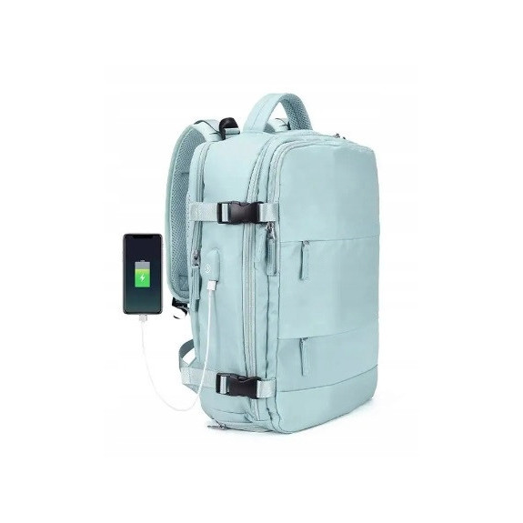 Miejski Plecak na Laptopa 15.6" Bagaż Podręczny z USB Turkusowy T102