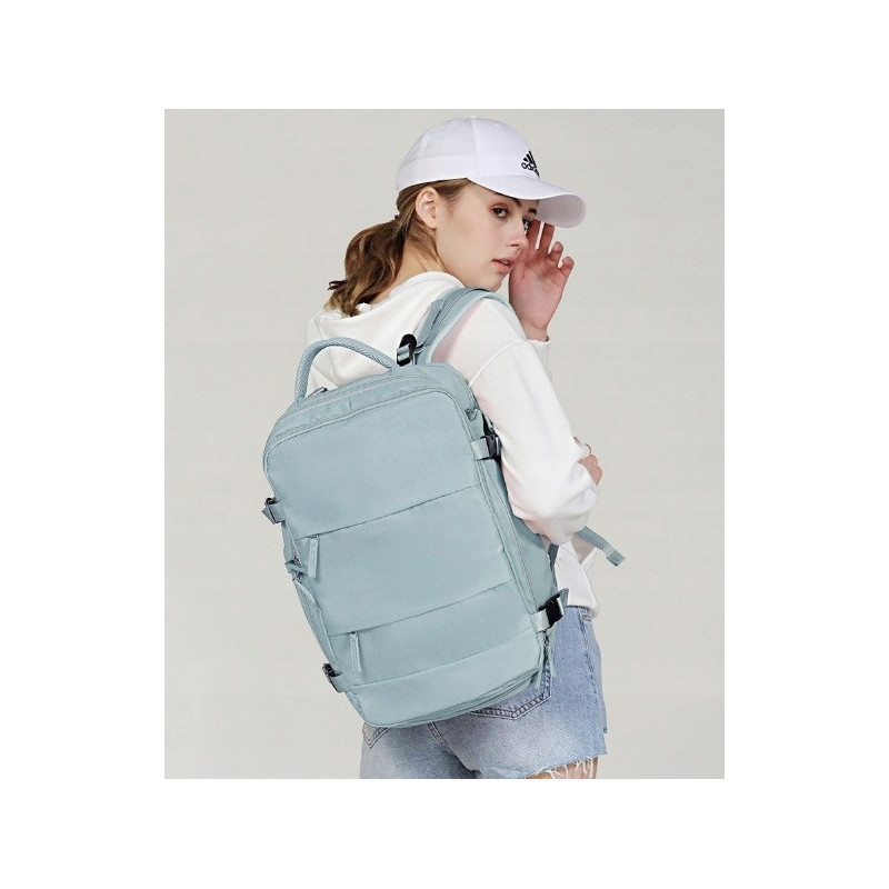 Miejski Plecak na Laptopa 15.6" Bagaż Podręczny z USB Turkusowy T102