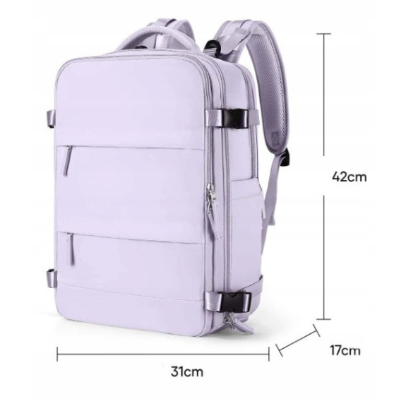 Miejski Plecak na Laptopa 15.6" Bagaż Podręczny z USB Fioletowy T102 Miejski Plecak na Laptopa 15.6" Bagaż Podręczny z USB Fioletowy T102