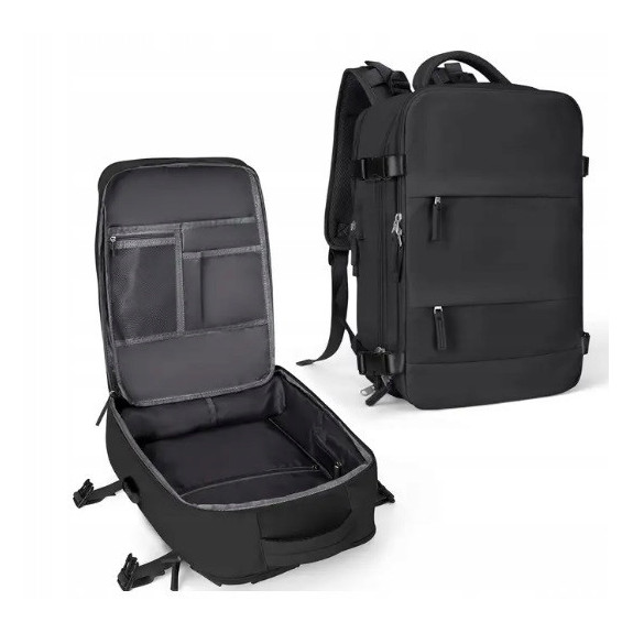 Miejski Plecak na Laptopa 15.6" Bagaż Podręczny z USB Czarny T102