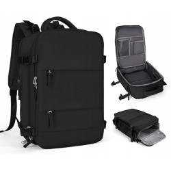 Miejski Plecak na Laptopa 15.6" Bagaż Podręczny z USB Czarny T102