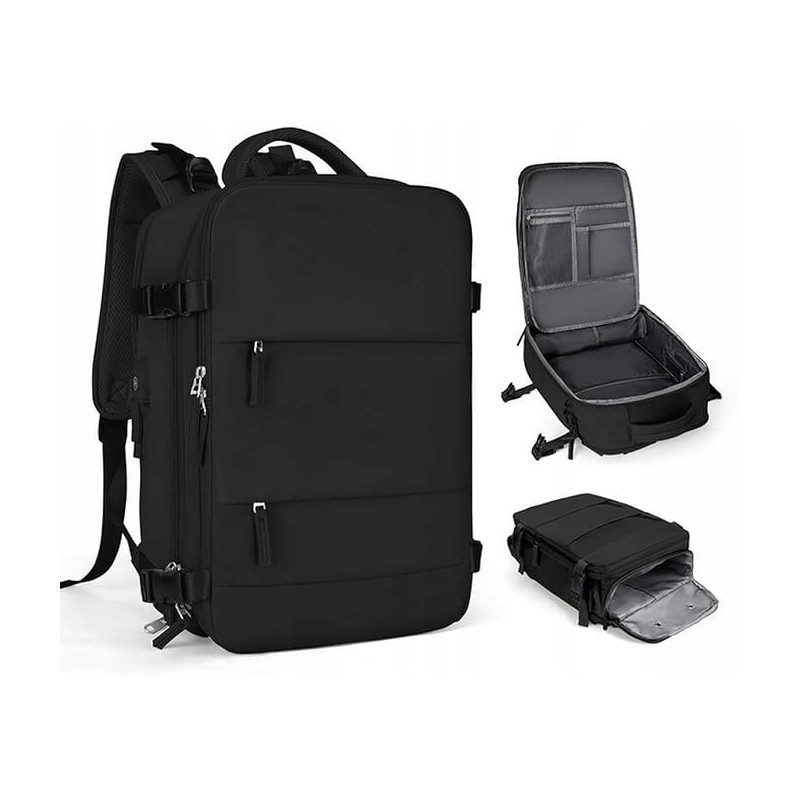 Miejski Plecak na Laptopa 15.6" Bagaż Podręczny z USB Czarny T102