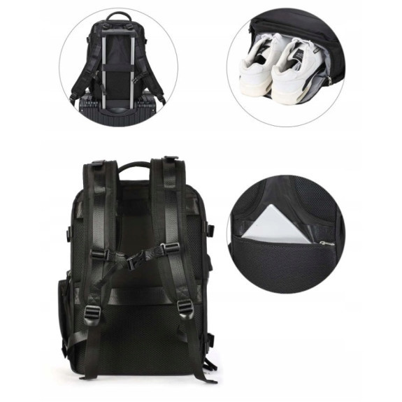 Miejski Plecak na Laptopa 15.6" Bagaż Podręczny z USB Czarny T102