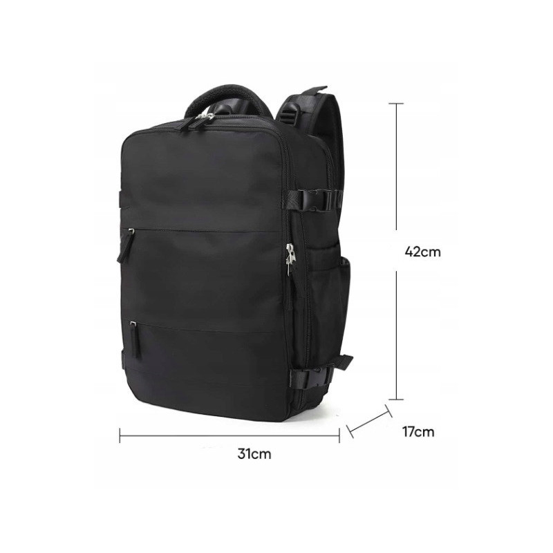 Miejski Plecak na Laptopa 15.6" Bagaż Podręczny z USB Czarny T102