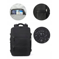 Miejski Plecak na Laptopa 15.6" Bagaż Podręczny z USB Czarny T102