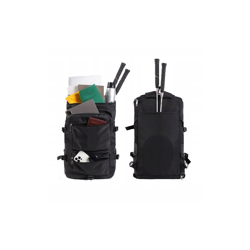 Czarny Plecak na Ramię Wielofunkcyjna Torba Turystyczna 30L