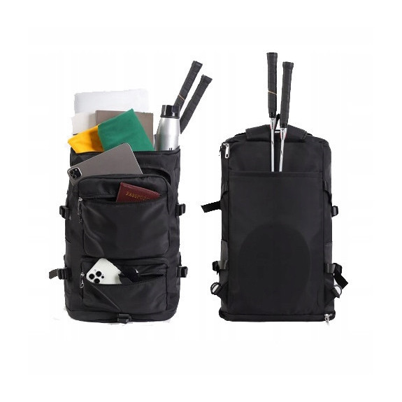 Czarny Plecak na Ramię Wielofunkcyjna Torba Turystyczna 30L