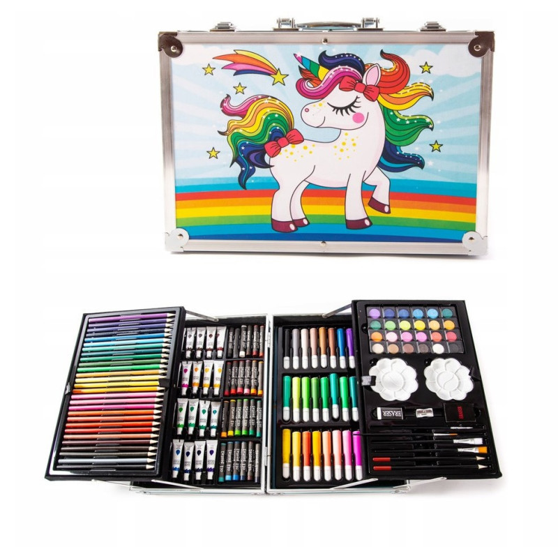 Zestaw Artystyczny do Malowania Walizka z Jednorożcem 145 elementów