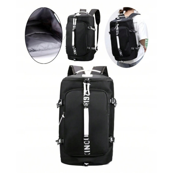 Podróżna Czarna Torba 35L z Kieszenią na Laptopa (T106)