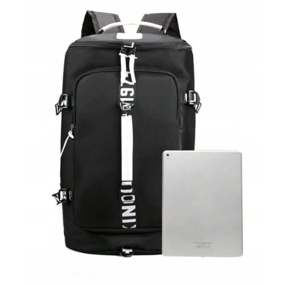 Podróżna Czarna Torba 35L z Kieszenią na Laptopa (T106)