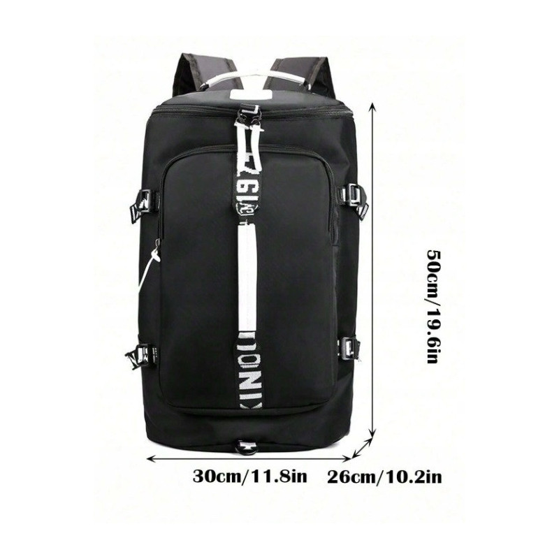 Podróżna Czarna Torba 35L z Kieszenią na Laptopa (T106)