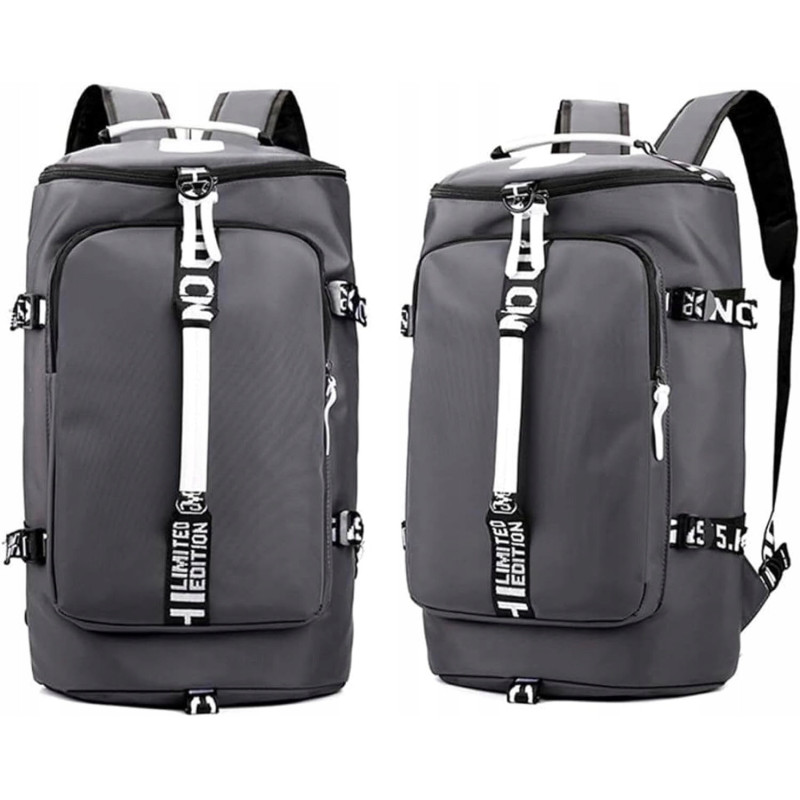 Podróżna Szara Torba 35L z Kieszenią na Laptopa