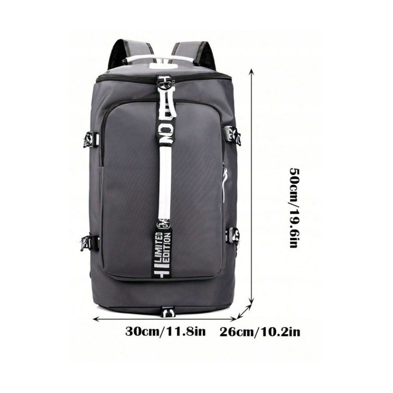 Podróżna Szara Torba 35L z Kieszenią na Laptopa