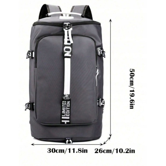 Podróżna Szara Torba 35L z Kieszenią na Laptopa