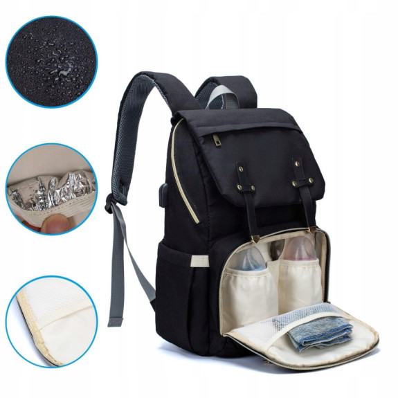 Plecak miejski torba mamy do wózka organizer 3w1 usb (T119)