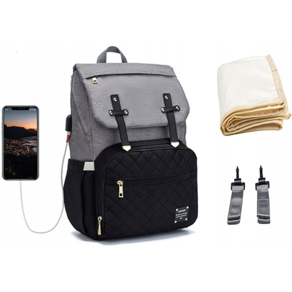 Plecak miejski torba mamy do wózka organizer 3w1 usb (T119)