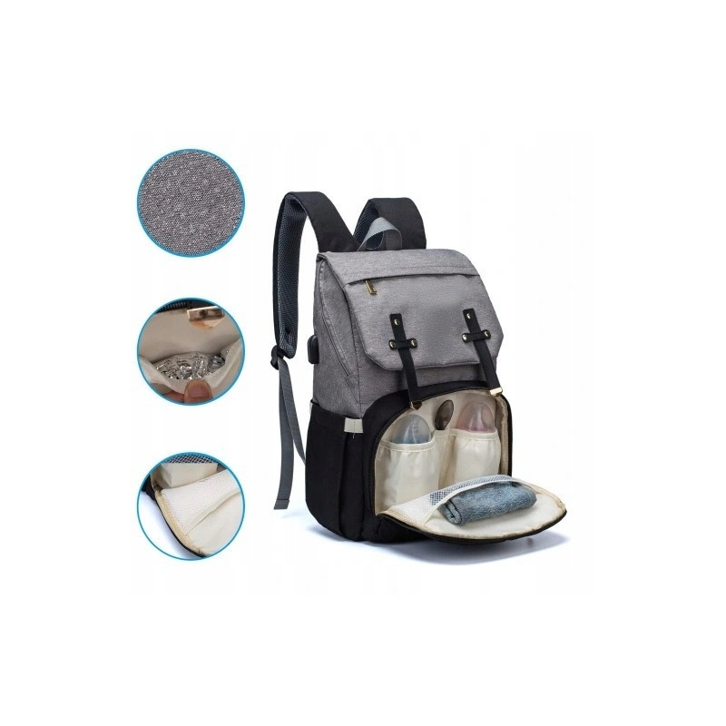 Plecak miejski torba mamy do wózka organizer 3w1 usb (T119)