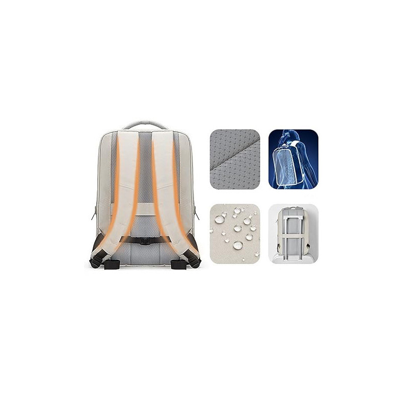 Wodoodporny Podróżny Plecak na Laptopa 15.6" USB Kremowy (T101)