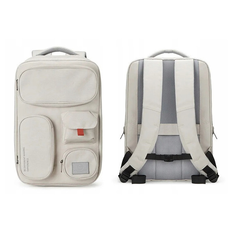 Wodoodporny Podróżny Plecak na Laptopa 15.6" USB Kremowy (T101)