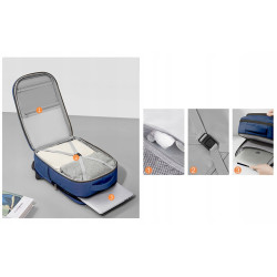 Wodoodporny Podróżny Plecak na Laptopa 15.6" USB Granatowy (T101)