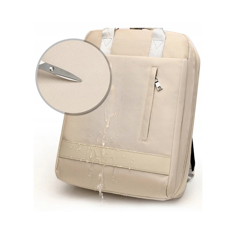 Wielofunkcyjny plecak wodoodporny na laptopa z portem USB - Beżowy (T108)