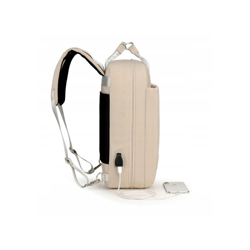 Wielofunkcyjny plecak wodoodporny na laptopa z portem USB - Beżowy (T108)