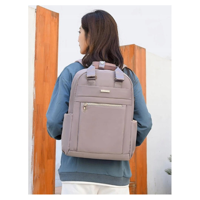 Miejski plecak na laptopa 15.6" z portem USB - Beżowy (T111)