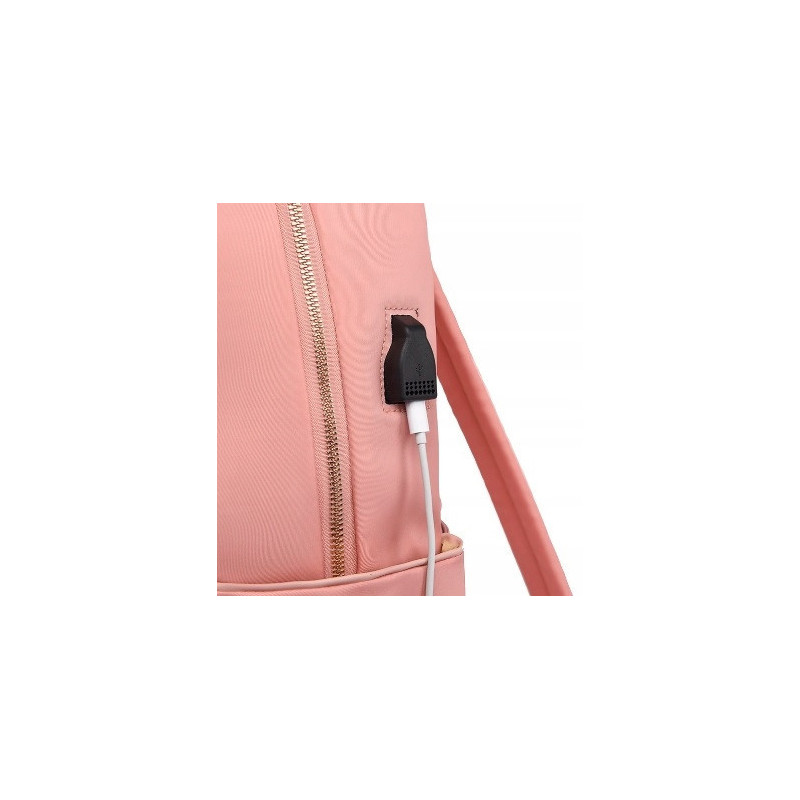 Miejski plecak na laptopa 15.6" z portem USB - Beżowy (T111)