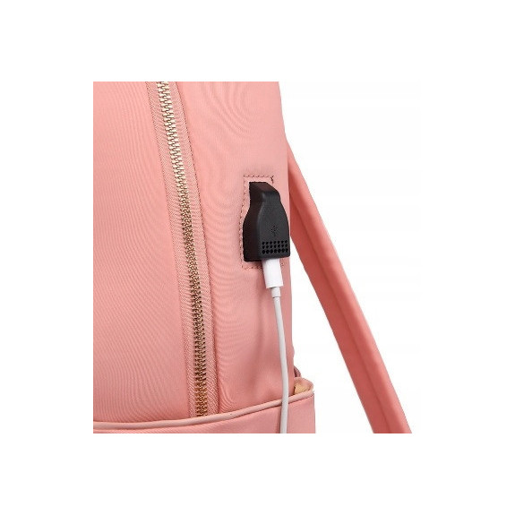 Miejski plecak na laptopa 15.6" z portem USB - Beżowy (T111)