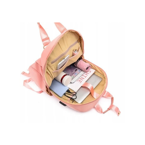 Miejski plecak na laptopa 15.6" z portem USB - Beżowy (T111)