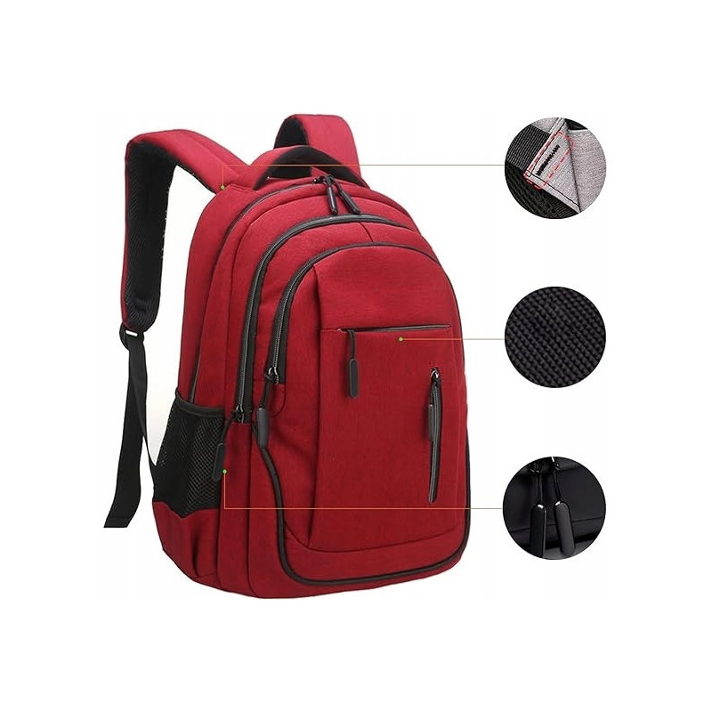 Czerwony plecak miejski na laptopa 15.6" z portem USB (T114)